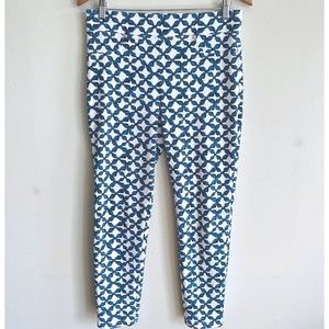 Joseph Ribkoff Pants Womens 6 Blue Print Pull On Knit Legging Trousers Stretch